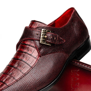 Marco Di Milano Toluca Wine / Burgundy Monk Strap Lizard & Crocodile Shoes (MDM1126)-AmbrogioShoes