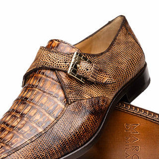 Marco Di Milano Toluca Men's Shoes Exotic Lizard / Crocodile Single Monk-Strap Loafers (MDM1126)-AmbrogioShoes