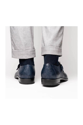 Marco Di Milano Toluca Navy Exotic Lizard / Crocodile Single Monk Strap (MDM1127)
