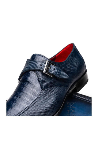 Marco Di Milano Toluca Navy Lizard / Crocodile Single Monk Strap (MDM1127)