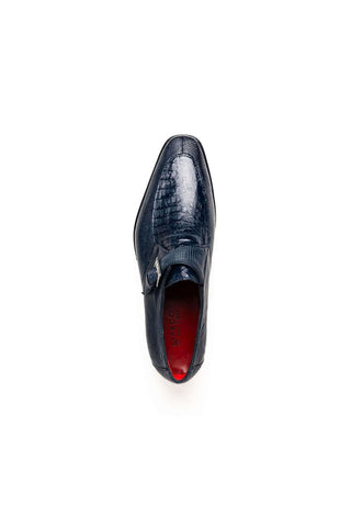 Marco Di Milano Toluca Navy Lizard / Crocodile Single Monk Strap (MDM1127)