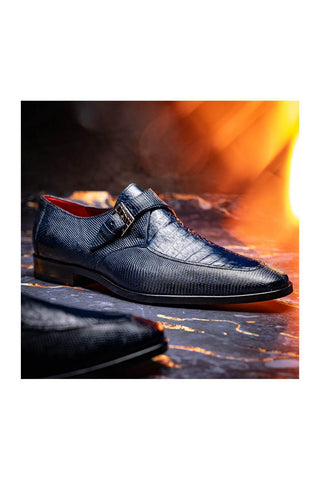 Marco Di Milano Toluca Navy Lizard / Crocodile Single Monk Strap (MDM1127)