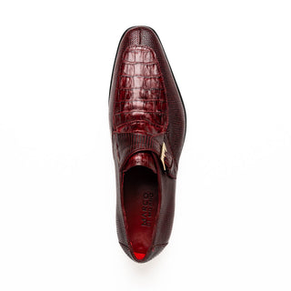 Marco Di Milano Toluca Wine / Burgundy Monk Strap Lizard & Crocodile Shoes (MDM1126)-AmbrogioShoes