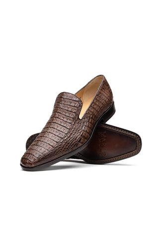 Marco Di Milano Trento Brown Genuine Caiman Crocodile Slip-On Loafers (MDM1115)