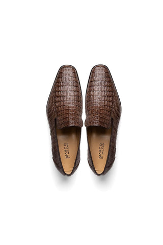 Marco Di Milano Trento Brown Genuine Caiman Crocodile Slip-On Loafers (MDM1115)