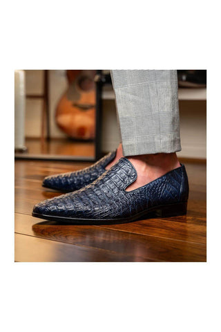 Marco Di Milano Trento Caiman Crocodile Loafer - Navy
