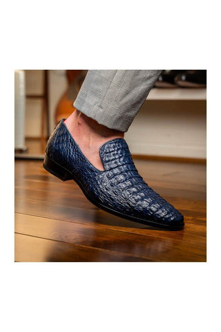 Marco Di Milano Trento Caiman Crocodile Loafer - Navy