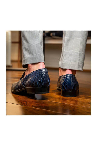 Marco Di Milano Trento Caiman Crocodile Loafer - Navy