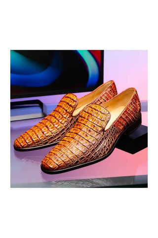 Marco Di Milano Trento Crocodile Slip-On Loafer - Cognac