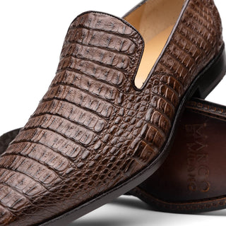 Marco Di Milano Trento Men's Shoes Brown Genuine Caiman Crocodile Slip-On Loafers (MDM1115)-AmbrogioShoes