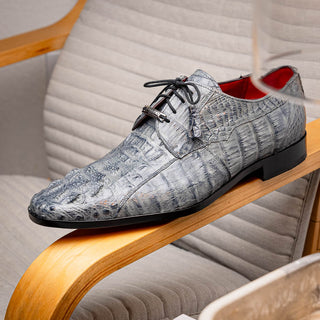 Marco Di Milano Tulum Men's Shoes Gray Exotic Crocodile Derby Oxfords (MDM1009)-AmbrogioShoes