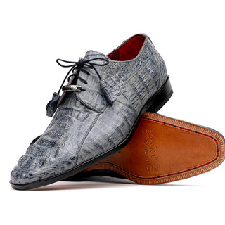 Marco Di Milano Tulum Men's Shoes Gray Exotic Crocodile Derby Oxfords (MDM1009)-AmbrogioShoes