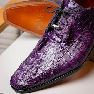 Marco Di Milano Tulum Men's Shoes Purple Exotic Crocodile Derby Oxfords (MDM1008)-AmbrogioShoes