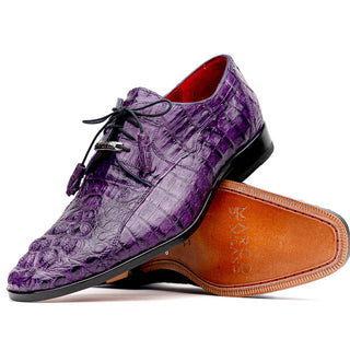 Marco Di Milano Tulum Men's Shoes Purple Exotic Crocodile Derby Oxfords (MDM1008)-AmbrogioShoes