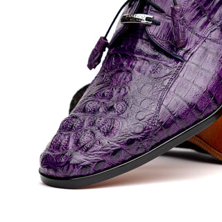 Marco Di Milano Tulum Men's Shoes Purple Exotic Crocodile Derby Oxfords (MDM1008)-AmbrogioShoes