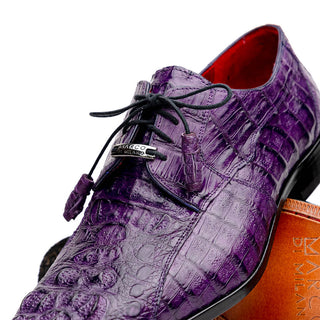 Marco Di Milano Tulum Men's Shoes Purple Exotic Crocodile Derby Oxfords (MDM1008)-AmbrogioShoes