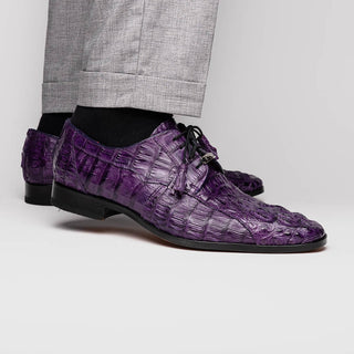 Marco Di Milano Tulum Men's Shoes Purple Exotic Crocodile Derby Oxfords (MDM1008)-AmbrogioShoes