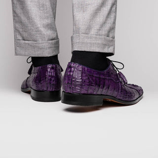 Marco Di Milano Tulum Men's Shoes Purple Exotic Crocodile Derby Oxfords (MDM1008)-AmbrogioShoes