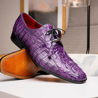 Marco Di Milano Tulum Men's Shoes Purple Exotic Crocodile Derby Oxfords (MDM1008)-AmbrogioShoes