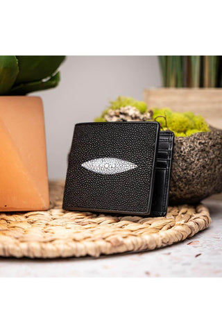Marco Di Milano Vallo Men's Black & White Genuine Exotic Stingray Wallet (MDMW1000)