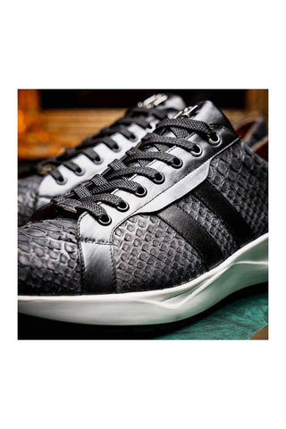 Marco Di Milano Verona Black Python / Calfskin Fashion Sneakers (MDM1160)