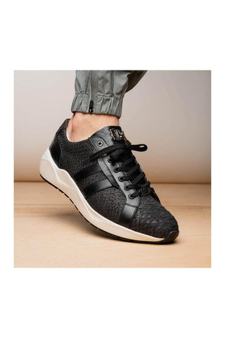 Marco Di Milano Verona Black Python / Calfskin Fashion Sneakers (MDM1160)
