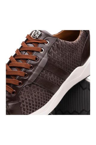 Marco Di Milano Verona Brown Exotic Python / Calfskin Fashion Sneakers (MDM1160)