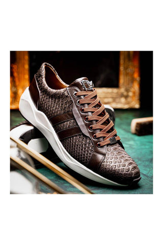 Marco Di Milano Verona Brown Python / Calfskin Fashion Sneakers (MDM1160)