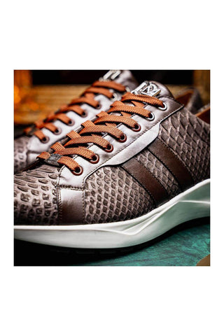 Marco Di Milano Verona Brown Python / Calfskin Fashion Sneakers (MDM1160)