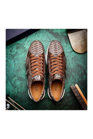 Marco Di Milano Verona Brown Python / Calfskin Fashion Sneakers (MDM1160)