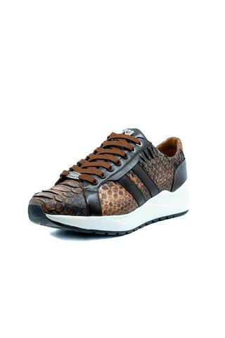 Marco Di Milano Verona Cognac Exotic Python / Calfskin Fashion Sneakers (MDM1160)
