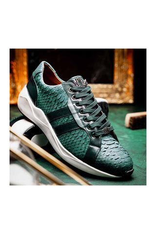 Marco Di Milano Verona Green Exotic Python / Calfskin Fashion Sneakers (MDM1160)