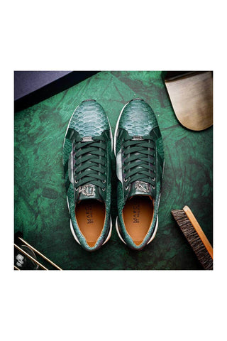 Marco Di Milano Verona Green Exotic Python / Calfskin Fashion Sneakers (MDM1160)