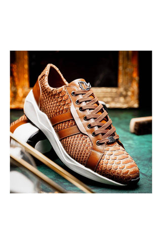 Marco Di Milano Verona Honey Exotic Python / Calfskin Fashion Sneakers (MDM1160)