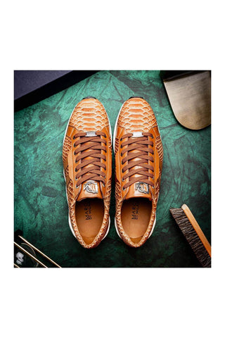 Marco Di Milano Verona Honey Exotic Python / Calfskin Fashion Sneakers (MDM1160)