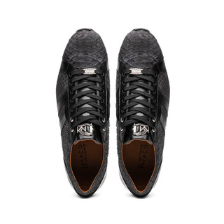 Marco Di Milano Verona Men's Shoes Black Python / Calfskin Fashion Sneakers (MDM1162)-AmbrogioShoes