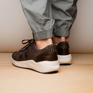 Marco Di Milano Verona Men's Shoes Brown Python / Calfskin Fashion Sneakers (MDM1161)-AmbrogioShoes