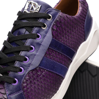 Marco Di Milano Verona Men's Shoes Purple Python / Calfskin Fashion Sneakers (MDM1160)-AmbrogioShoes