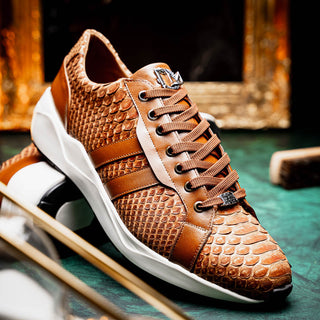 Marco Di Milano Verona Men's Shoes Honey Python / Calfskin Fashion Sneakers (MDM1157)-AmbrogioShoes