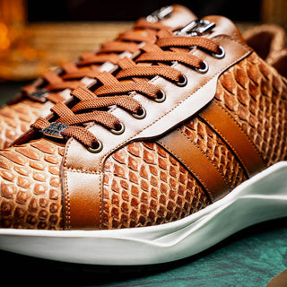 Marco Di Milano Verona Men's Shoes Honey Python / Calfskin Fashion Sneakers (MDM1157)-AmbrogioShoes