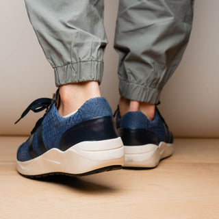 Marco Di Milano Verona Men's Shoes Navy Python / Calfskin Fashion Sneakers (MDM1158)-AmbrogioShoes