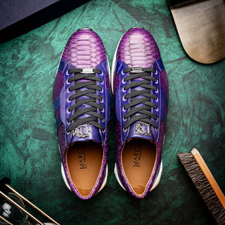 Marco Di Milano Verona Men's Shoes Purple Python / Calfskin Fashion Sneakers (MDM1160)-AmbrogioShoes