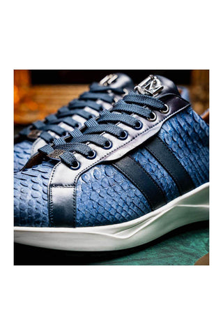 Marco Di Milano Verona Navy Exotic Python / Calfskin Fashion Sneakers (MDM1160)