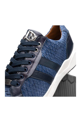 Marco Di Milano Verona Navy Exotic Python / Calfskin Fashion Sneakers (MDM1160)