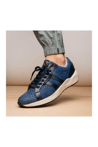 Marco Di Milano Verona Navy Exotic Python / Calfskin Fashion Sneakers (MDM1160)