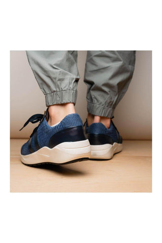 Marco Di Milano Verona Navy Exotic Python / Calfskin Fashion Sneakers (MDM1160)