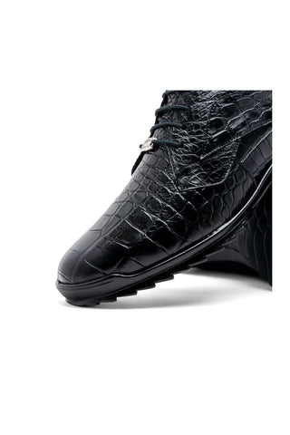 Marco Di Milano Vulcan Black Exotic Alligator Derby Sneakers (MDM1195)