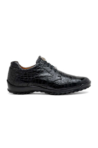 Marco Di Milano Vulcan Black Exotic Alligator Derby Sneakers (MDM1195)