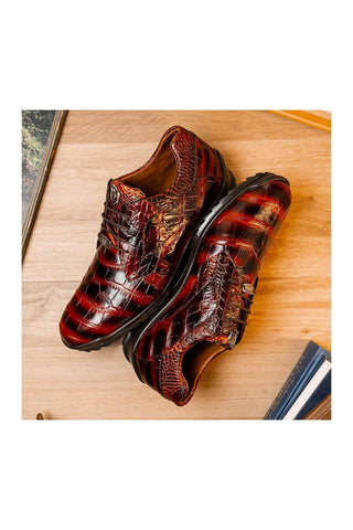 Marco Di Milano Vulcan Cognac Exotic Alligator Derby Sneakers (MDM1195)