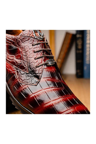 Marco Di Milano Vulcan Cognac Exotic Alligator Derby Sneakers (MDM1195)
